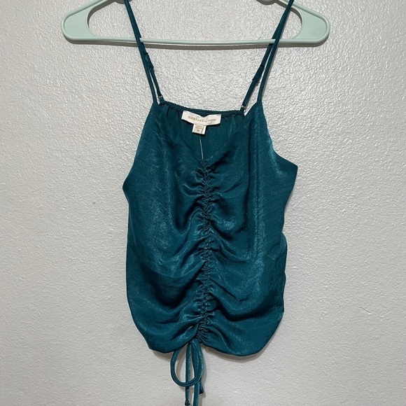 2 For 30$🟡Monteau front ruched tie spaghetti strap crop top - Picture 1 of 5